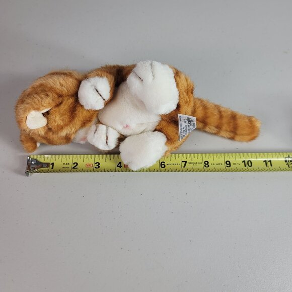 Russ Berrie Tabby Cat Plush Orange 8" Playful Sleeping Cuddling Stuffed Vintage - Picture 8 of 8
